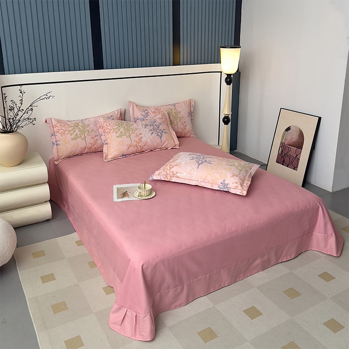 91家纺网 家纺一手货源 找家纺 优品阁 2024新款全棉磨毛四件套单品系列-单被套 暗木幽香-粉