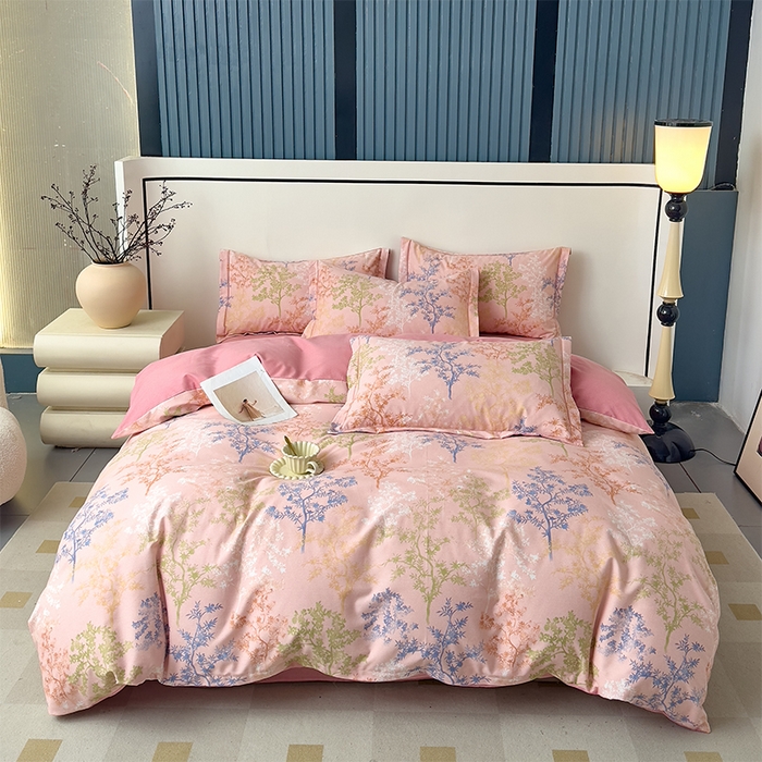 优品阁 2024新款全棉磨毛四件套单品系列-单被套 暗木幽香-粉