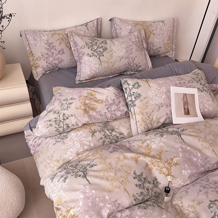 91家纺网 家纺一手货源 找家纺 优品阁 2024新款全棉磨毛四件套单品系列-单被套 暗木幽香-灰