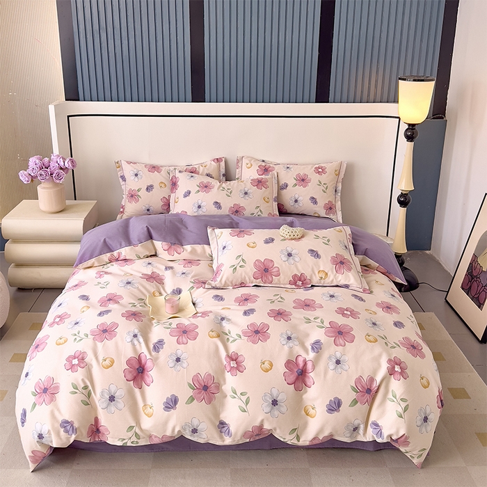 优品阁 2024新款全棉磨毛四件套单品系列-单被套 好春光-紫