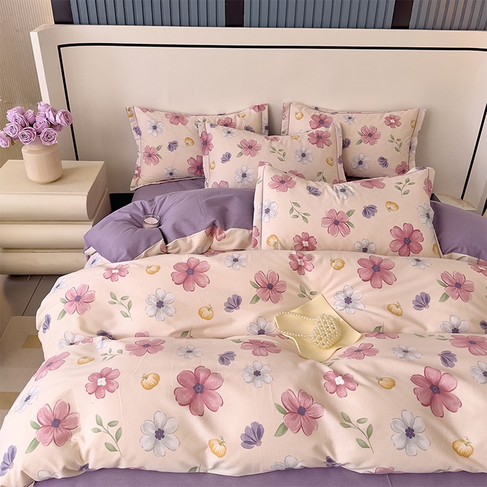 91家纺网 家纺一手货源 找家纺 优品阁 2024新款全棉磨毛四件套单品系列-单被套 好春光-紫