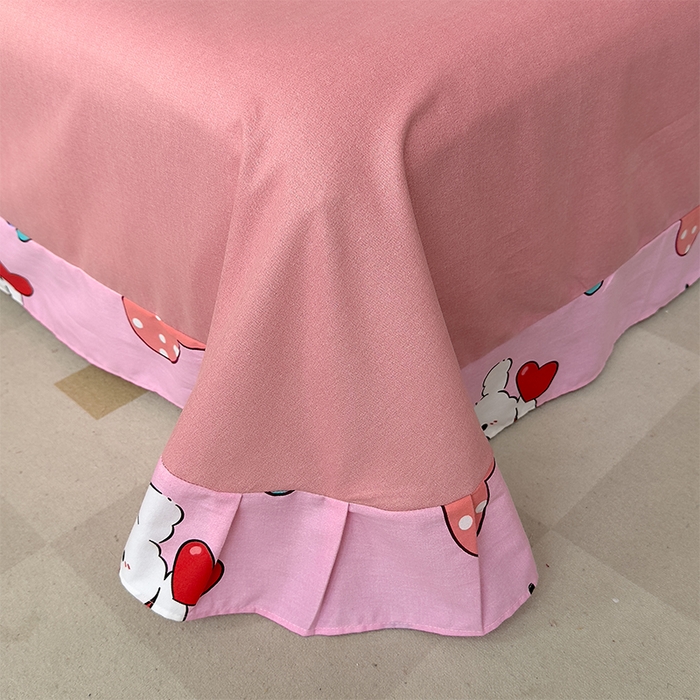 91家纺网 家纺一手货源 找家纺 优品阁 2024新款全棉磨毛四件套单品系列-单被套 萌宠精灵-粉