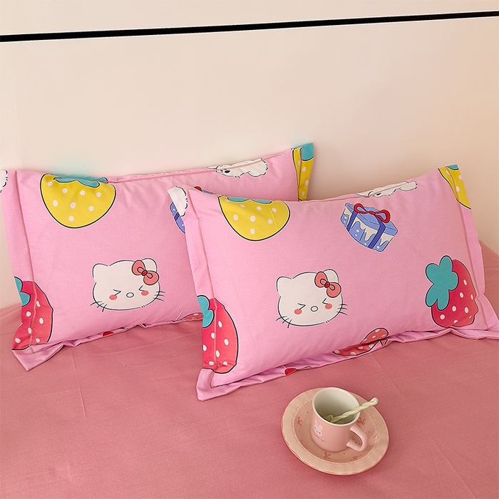 91家纺网 家纺一手货源 找家纺 优品阁 2024新款全棉磨毛四件套单品系列-单被套 萌宠精灵-粉