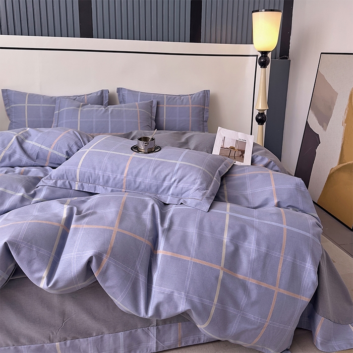 91家纺网 家纺一手货源 找家纺 优品阁 2024新款全棉磨毛四件套单品系列-单被套 斯坦福-蓝