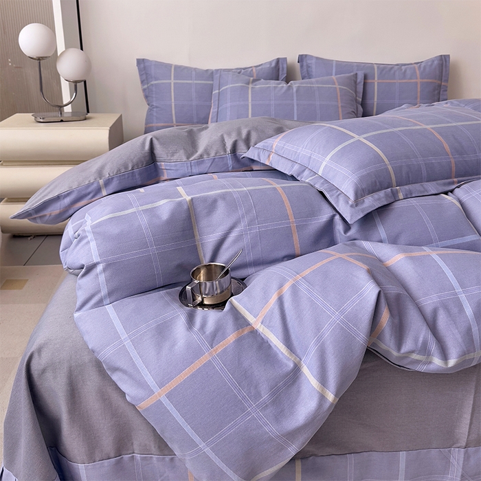 91家纺网 家纺一手货源 找家纺 优品阁 2024新款全棉磨毛四件套单品系列-单被套 斯坦福-蓝