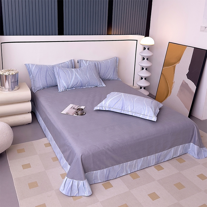 91家纺网 家纺一手货源 找家纺 优品阁 2024新款全棉磨毛四件套单品系列-单被套 岁月长河-蓝