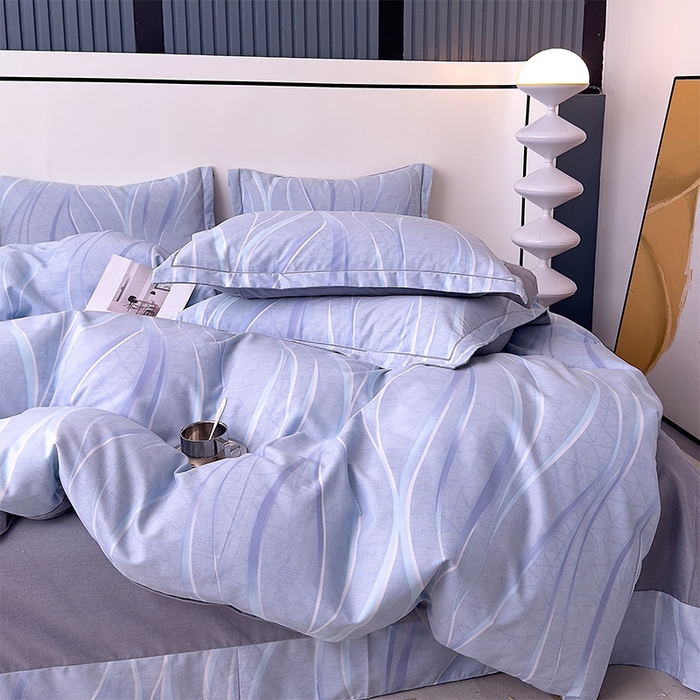 91家纺网 家纺一手货源 找家纺 优品阁 2024新款全棉磨毛四件套单品系列-单被套 岁月长河-蓝