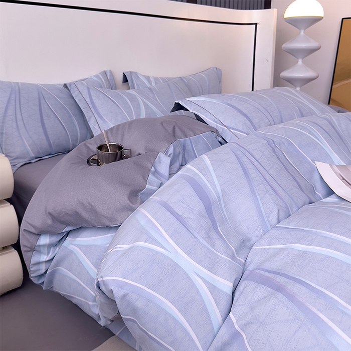 91家纺网 家纺一手货源 找家纺 优品阁 2024新款全棉磨毛四件套单品系列-单被套 岁月长河-蓝