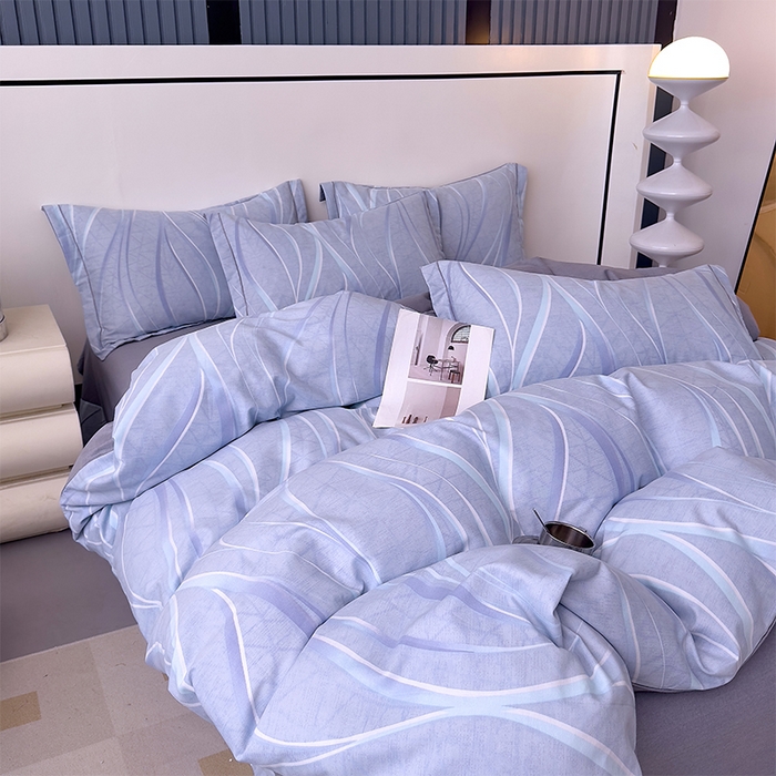 91家纺网 家纺一手货源 找家纺 优品阁 2024新款全棉磨毛四件套单品系列-单被套 岁月长河-蓝