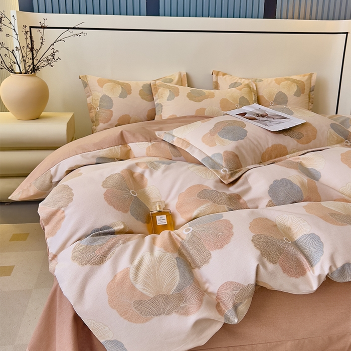 91家纺网 家纺一手货源 找家纺 优品阁 2024新款全棉磨毛四件套单品系列-单被套 乌木茶香-米