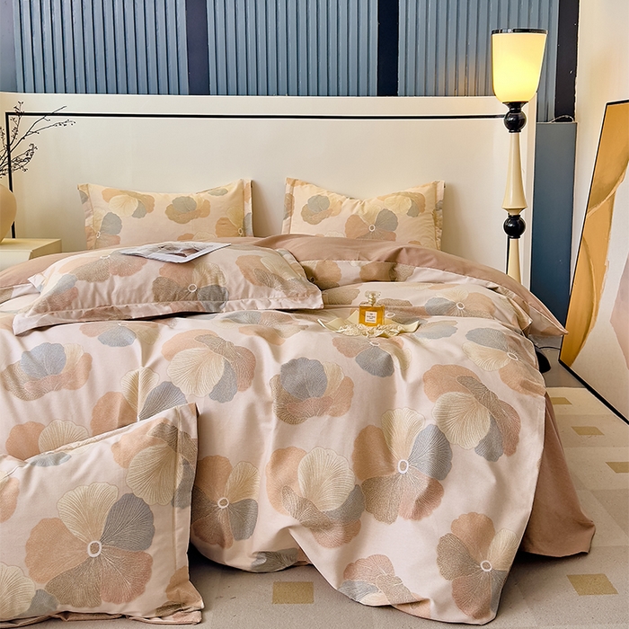 91家纺网 家纺一手货源 找家纺 优品阁 2024新款全棉磨毛四件套单品系列-单被套 乌木茶香-米