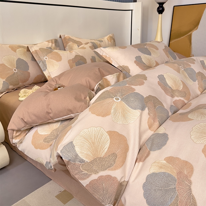 91家纺网 家纺一手货源 找家纺 优品阁 2024新款全棉磨毛四件套单品系列-单被套 乌木茶香-米