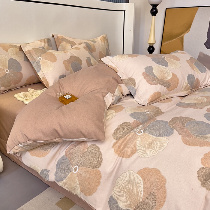 91家纺网 家纺一手货源 找家纺 优品阁 2024新款全棉磨毛四件套单品系列-单被套 乌木茶香-米