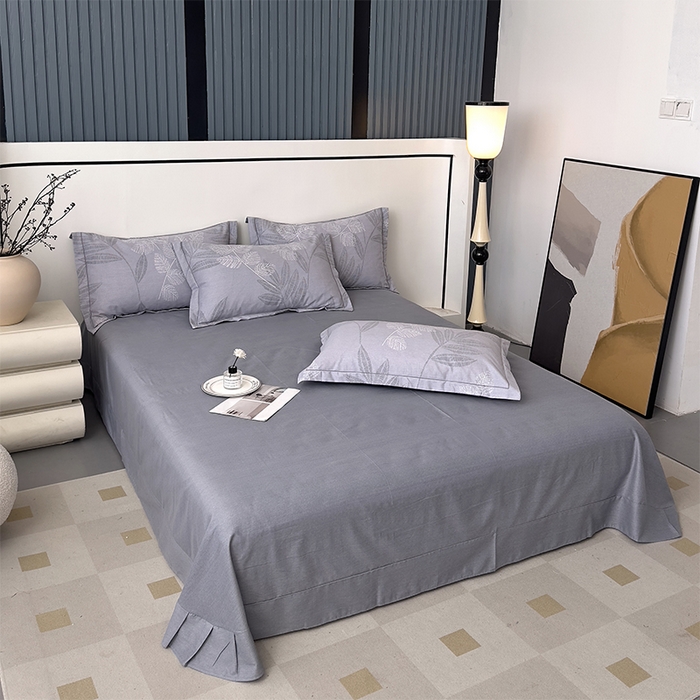 91家纺网 家纺一手货源 找家纺 优品阁 2024新款全棉磨毛四件套单品系列-单被套 云亭山野-灰