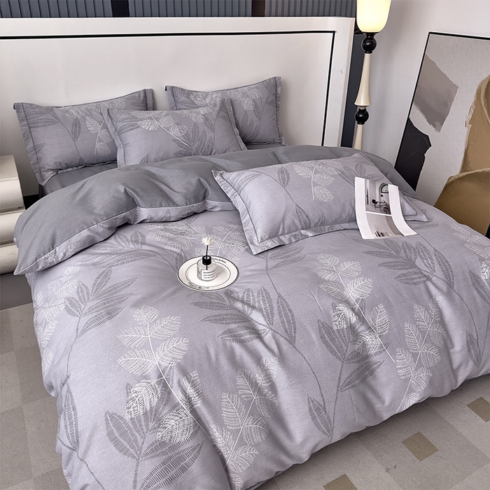 91家纺网 家纺一手货源 找家纺 优品阁 2024新款全棉磨毛四件套单品系列-单被套 云亭山野-灰