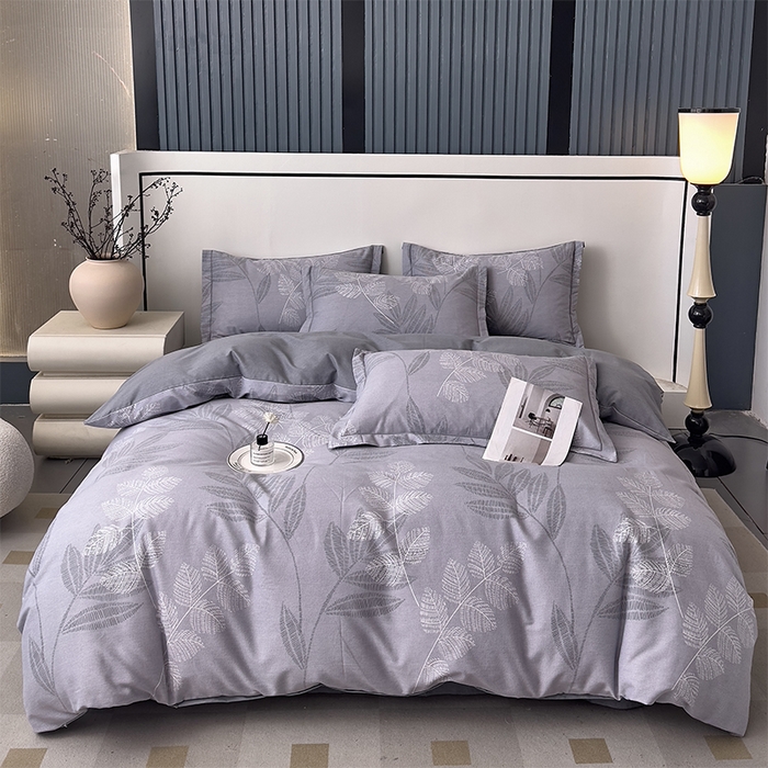 优品阁 2024新款全棉磨毛四件套单品系列-单被套 云亭山野-灰