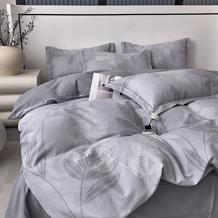 91家纺网 家纺一手货源 找家纺 优品阁 2024新款全棉磨毛四件套单品系列-单被套 云亭山野-灰