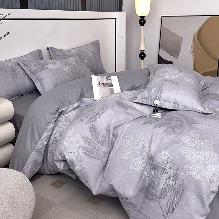 91家纺网 家纺一手货源 找家纺 优品阁 2024新款全棉磨毛四件套单品系列-单被套 云亭山野-灰