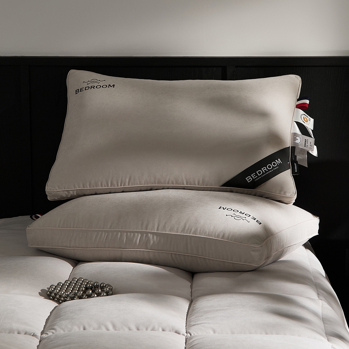 境月枕芯坊 2025新款防螨抑菌防霉云绒枕枕头枕芯 云绒枕高级灰