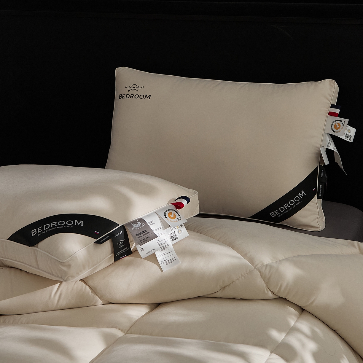 91家纺网 家纺一手货源 找家纺 境月枕芯坊 2025新款防螨抑菌防霉云绒枕枕头枕芯 云绒枕优雅本色