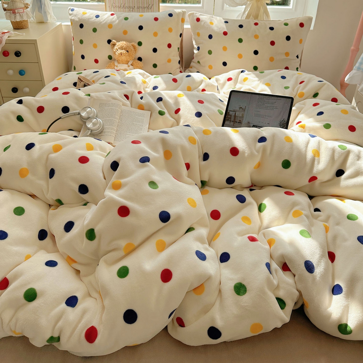 91家纺网 家纺一手货源 找家纺 （总）优选家纺 2025新款小清新加厚高克重牛奶绒四件套直播热款新花型更新