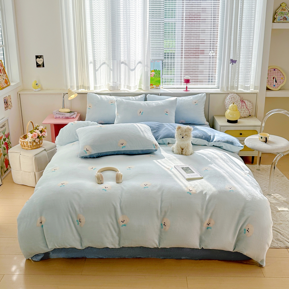 91家纺网 家纺一手货源 找家纺 （总）优选家纺 2025新款小清新加厚高克重牛奶绒四件套直播热款新花型更新