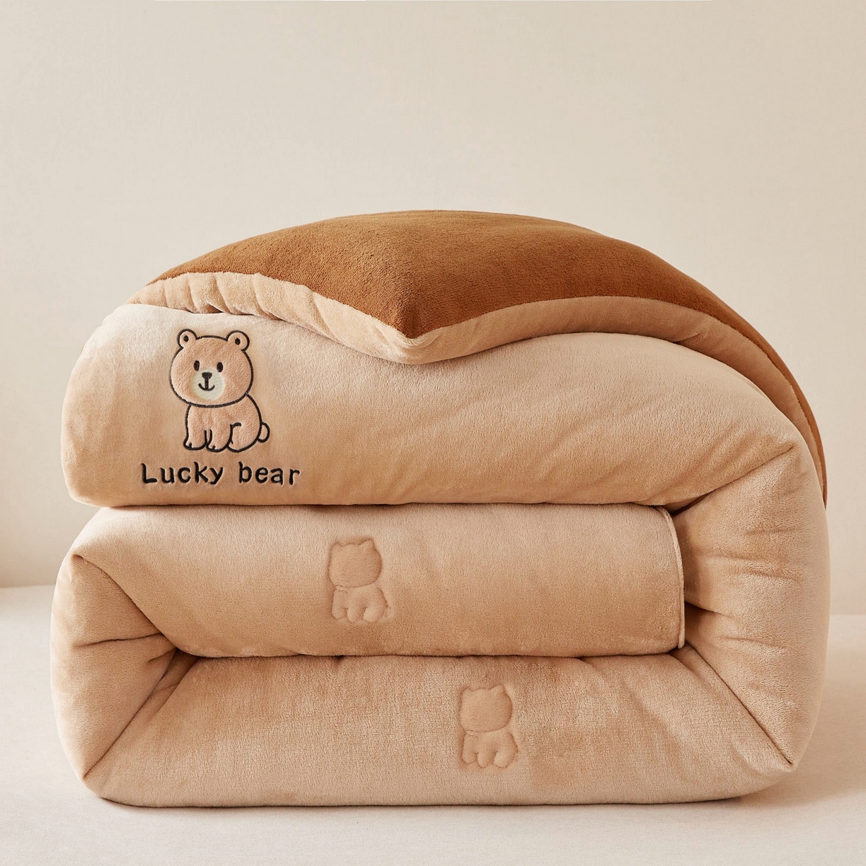 慕尚家纺 2026新款牛奶绒毛巾绣冬被被子被芯-维尼熊 维尼熊-咖