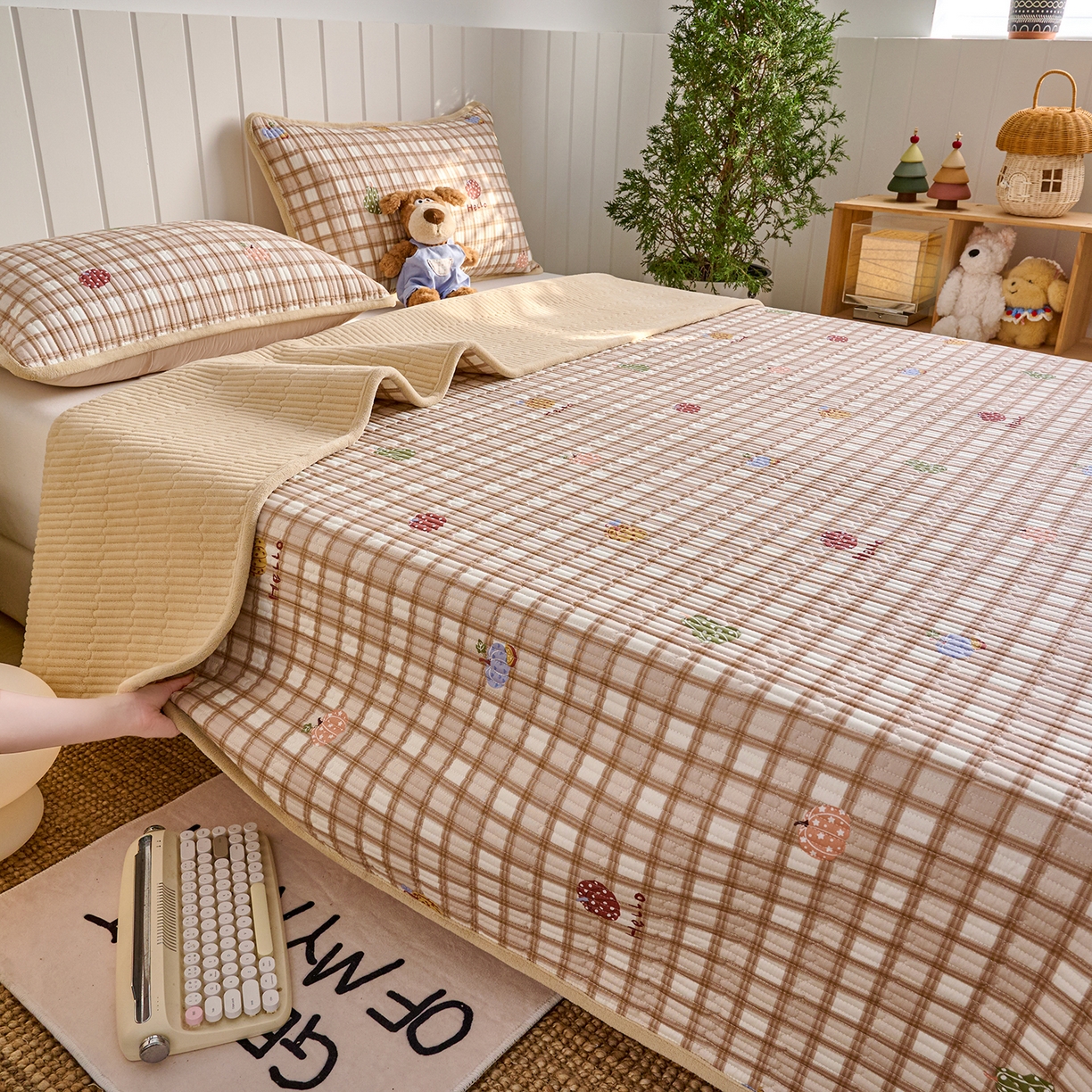 91家纺网 家纺一手货源 找家纺 （总）X猫先生 2026新品A全棉B牛奶绒床盖一面全棉一面牛奶绒床盖炕盖加厚床单床垫四季款系列三