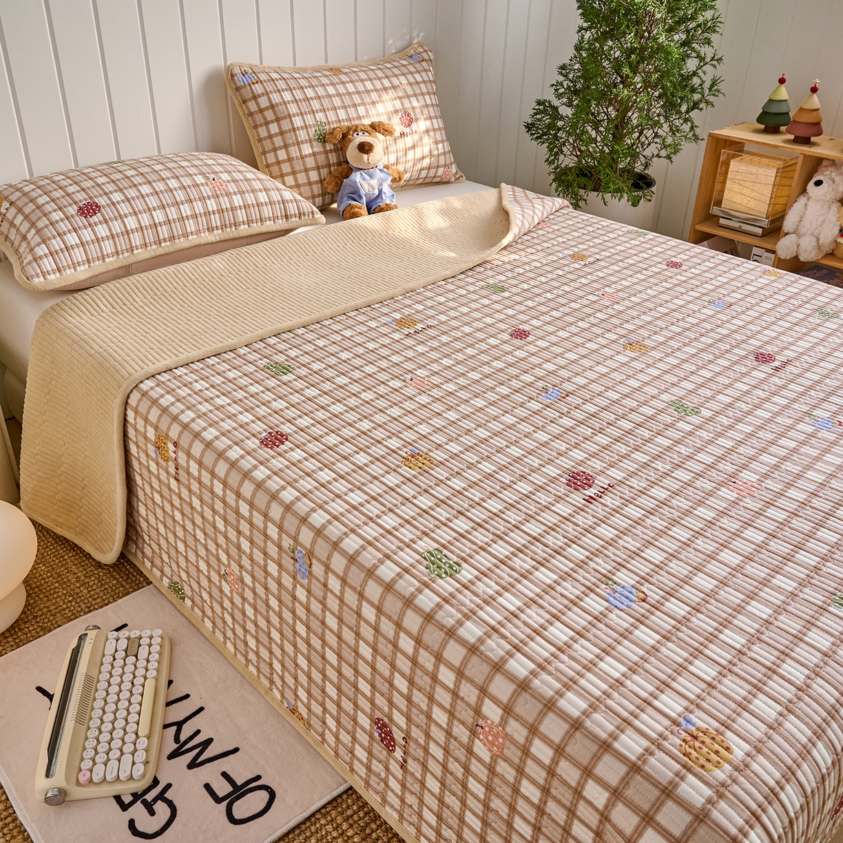 91家纺网 家纺一手货源 找家纺 （总）X猫先生 2026新品A全棉B牛奶绒床盖一面全棉一面牛奶绒床盖炕盖加厚床单床垫四季款系列三