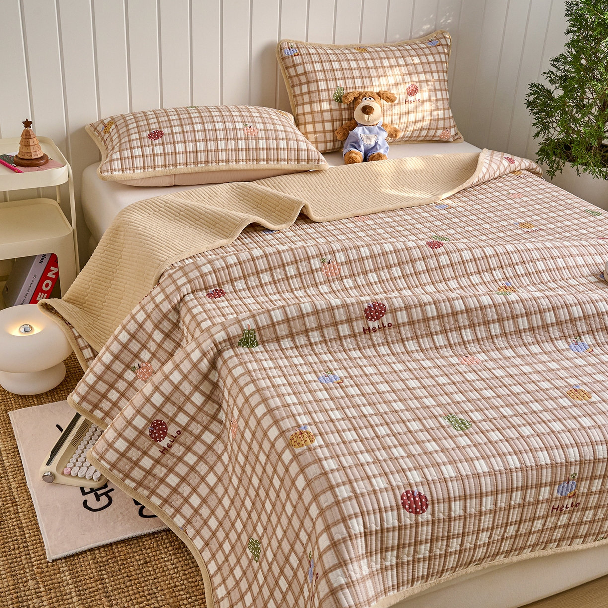 91家纺网 家纺一手货源 找家纺 （总）X猫先生 2026新品A全棉B牛奶绒床盖一面全棉一面牛奶绒床盖炕盖加厚床单床垫四季款系列三