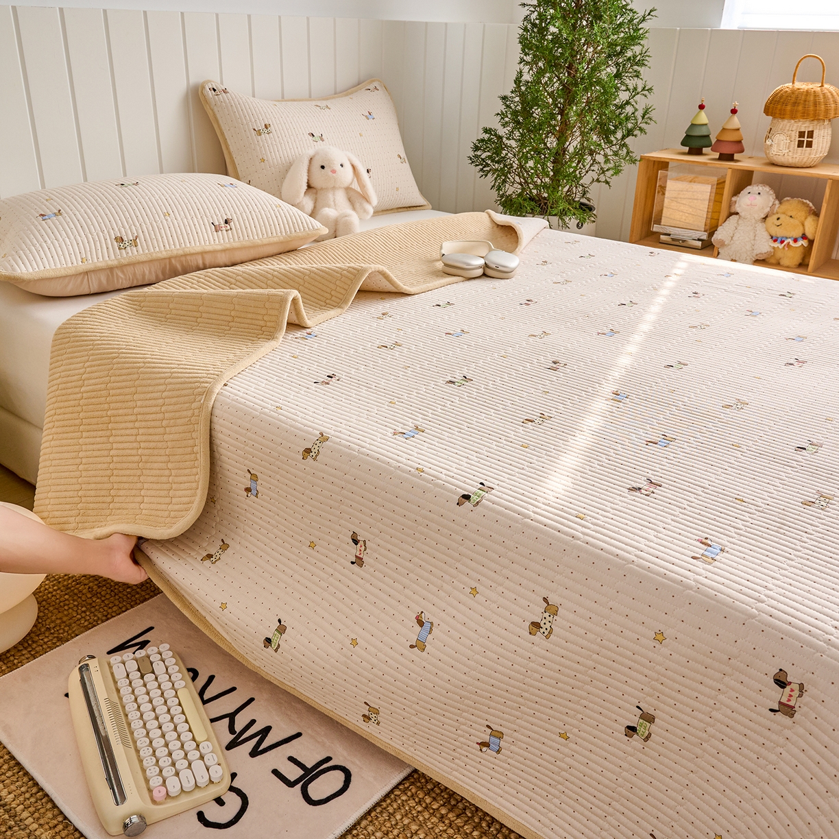 91家纺网 家纺一手货源 找家纺 （总）X猫先生 2026新品A全棉B牛奶绒床盖一面全棉一面牛奶绒床盖炕盖加厚床单床垫四季款系列三