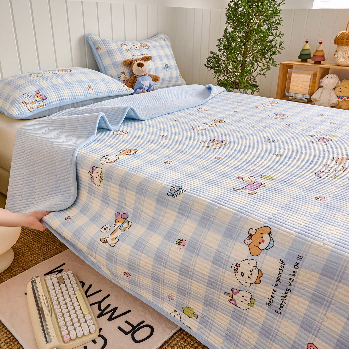 91家纺网 家纺一手货源 找家纺 （总）X猫先生 2026新品A全棉B牛奶绒床盖一面全棉一面牛奶绒床盖炕盖加厚床单床垫四季款系列三