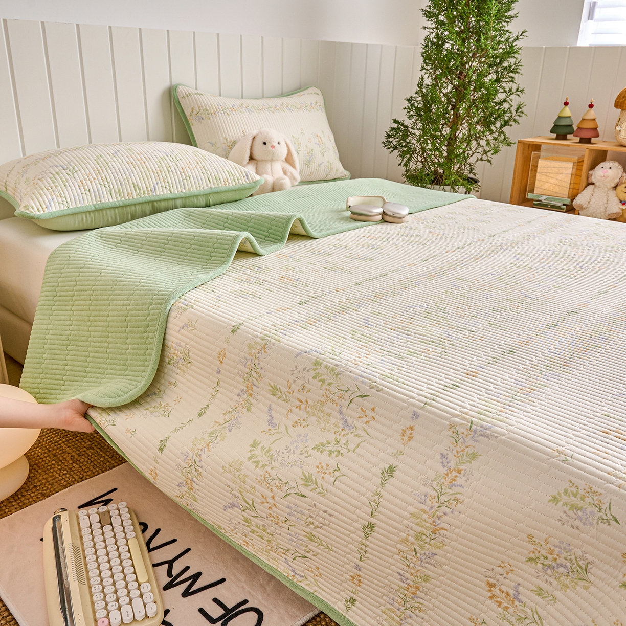 91家纺网 家纺一手货源 找家纺 （总）X猫先生 2026新品A全棉B牛奶绒床盖一面全棉一面牛奶绒床盖炕盖加厚床单床垫四季款系列三