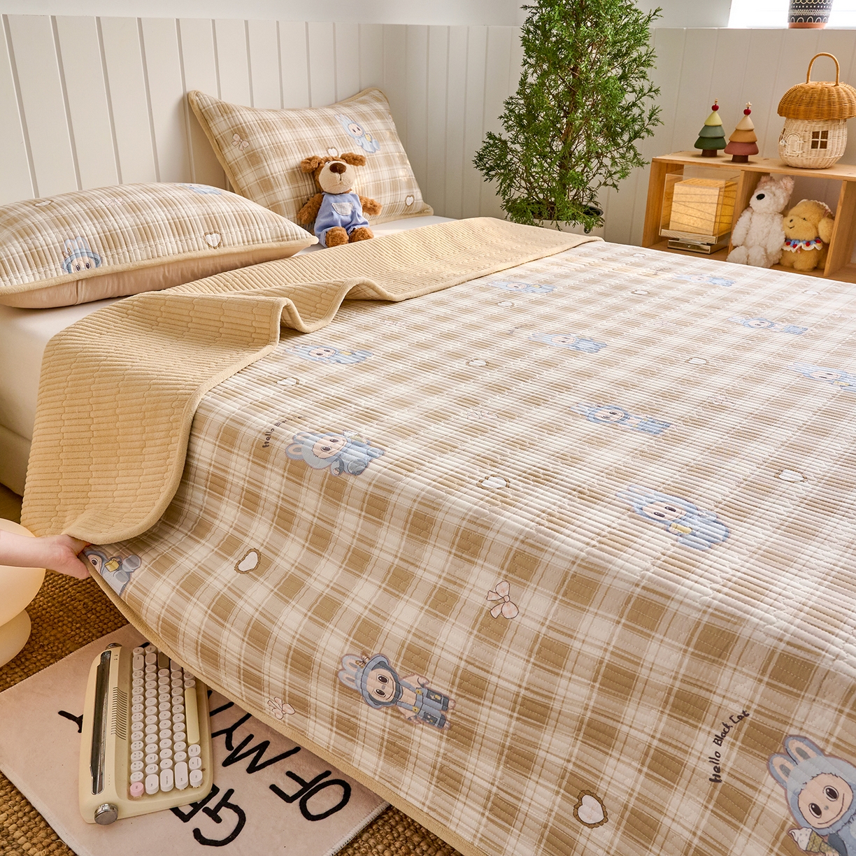 91家纺网 家纺一手货源 找家纺 （总）X猫先生 2026新品A全棉B牛奶绒床盖一面全棉一面牛奶绒床盖炕盖加厚床单床垫四季款系列三