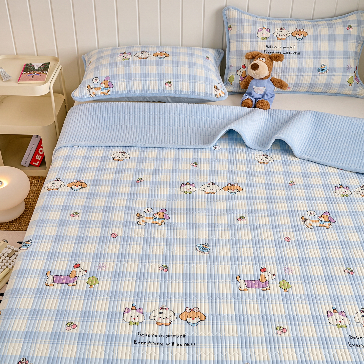 91家纺网 家纺一手货源 找家纺 X猫先生 2026新品A全棉B牛奶绒床盖一面全棉一面牛奶绒床盖炕盖加厚床单床垫四季款系列三 逗号日记（A棉B绒）