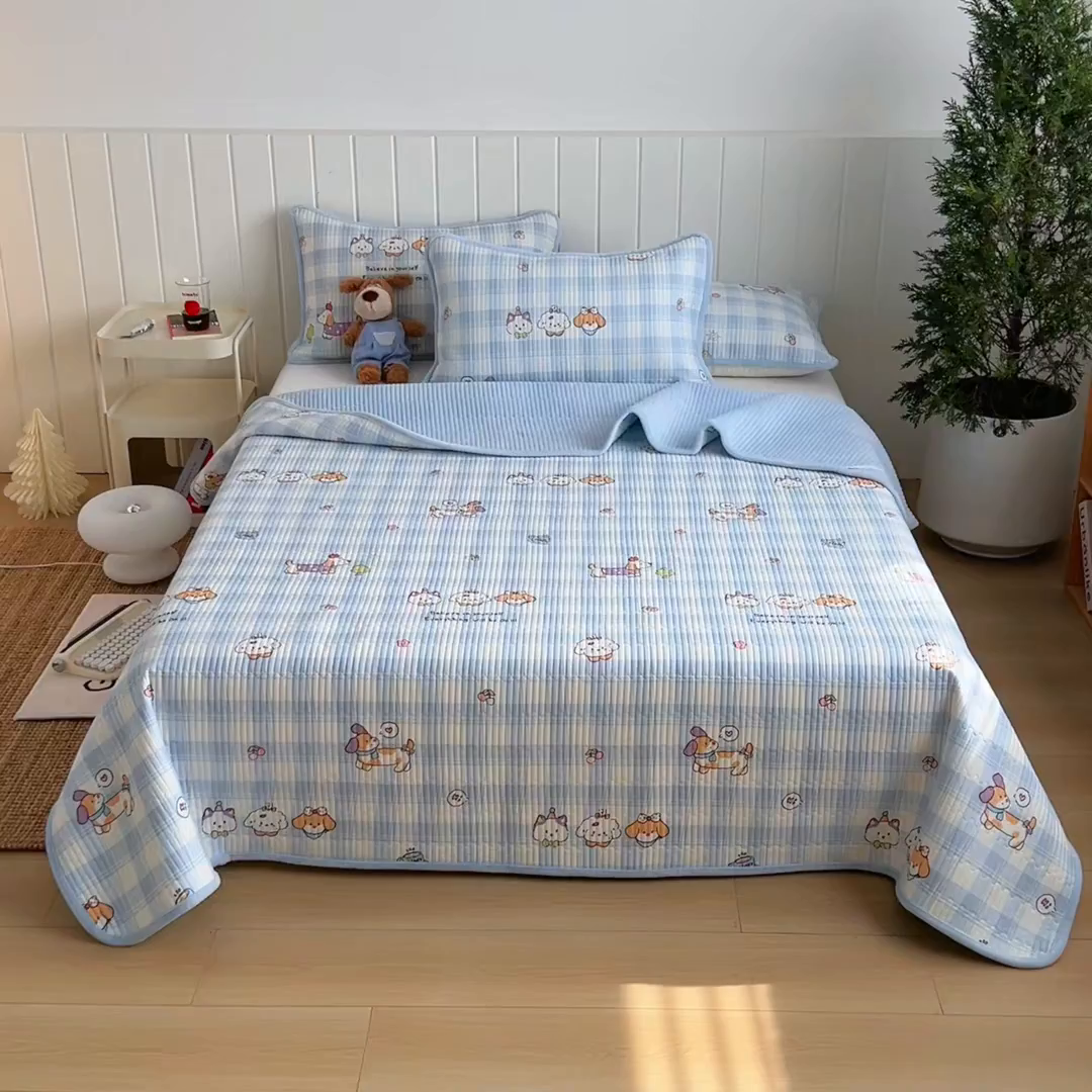 91家纺网 家纺一手货源 找家纺 X猫先生 2026新品A全棉B牛奶绒床盖一面全棉一面牛奶绒床盖炕盖加厚床单床垫四季款系列三 逗号日记（A棉B绒）