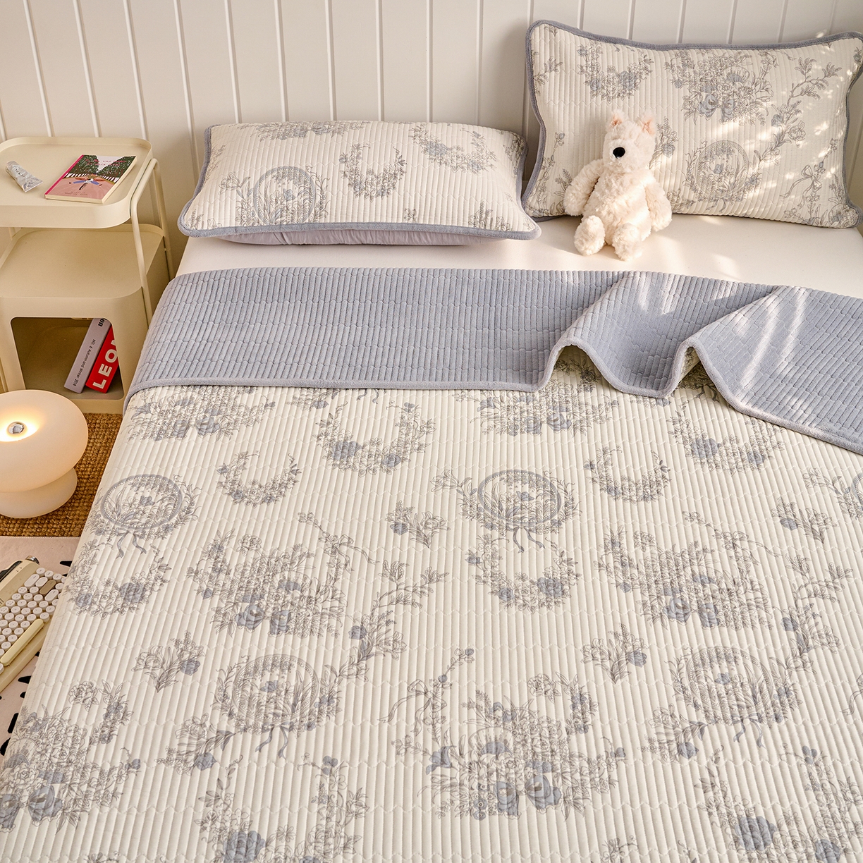 91家纺网 家纺一手货源 找家纺 X猫先生 2026新品A全棉B牛奶绒床盖一面全棉一面牛奶绒床盖炕盖加厚床单床垫四季款系列三 莫奈花园（A棉B绒）