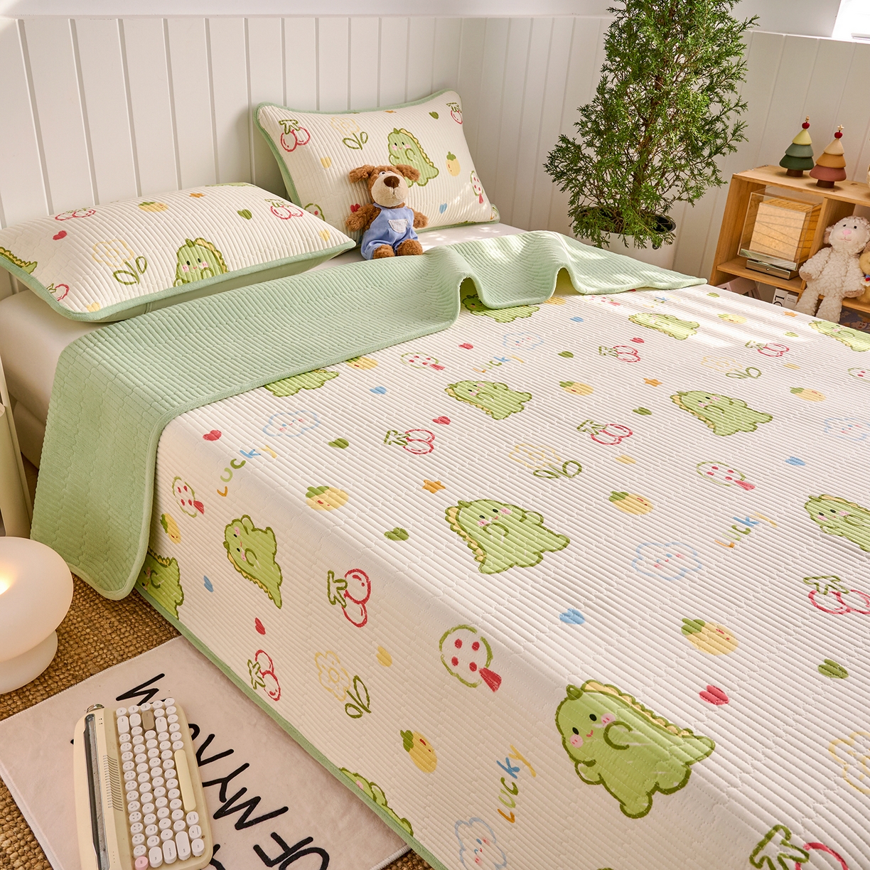 91家纺网 家纺一手货源 找家纺 X猫先生 2026新品A全棉B牛奶绒床盖一面全棉一面牛奶绒床盖炕盖加厚床单床垫四季款系列三 幸运独角龙（A棉B绒）