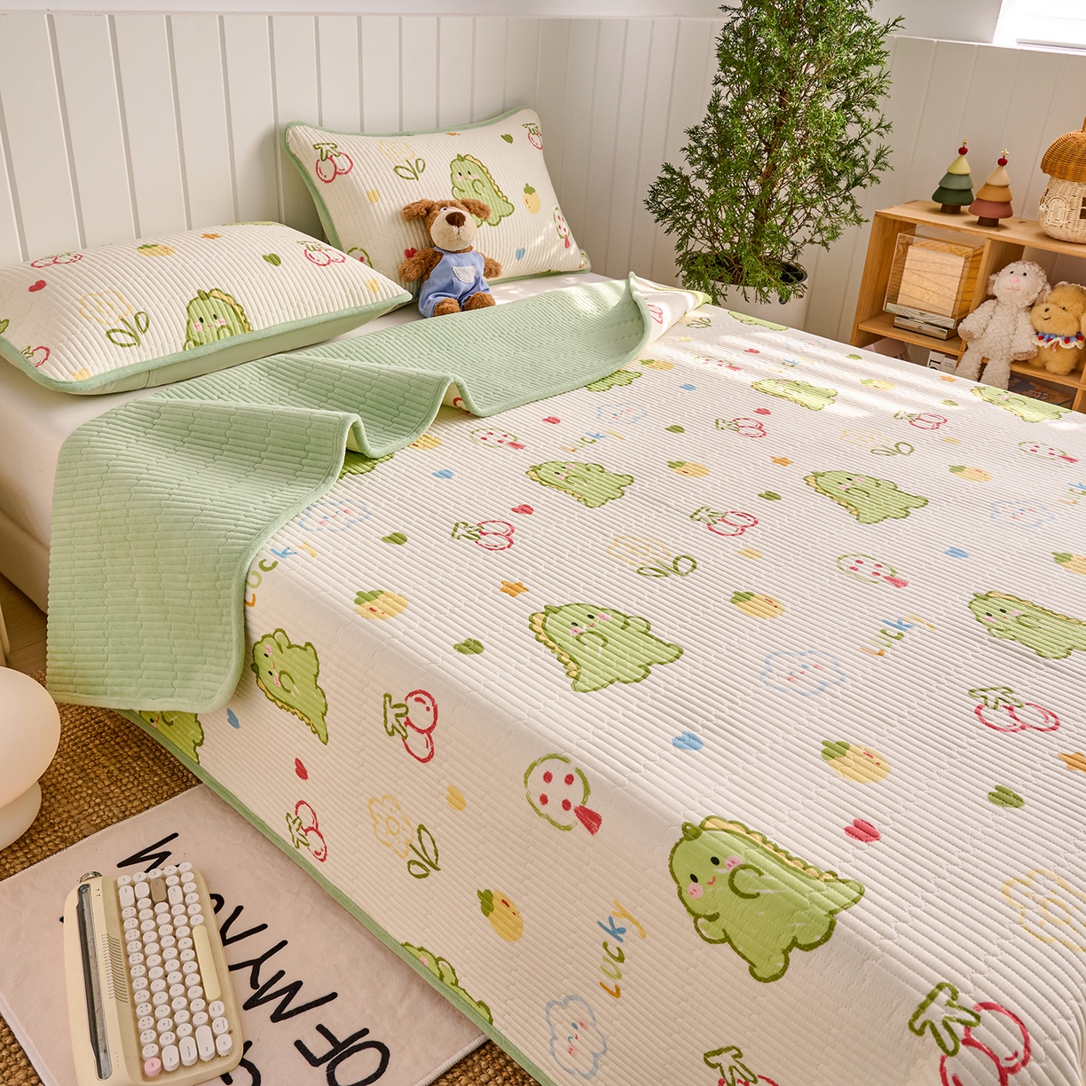 91家纺网 家纺一手货源 找家纺 X猫先生 2026新品A全棉B牛奶绒床盖一面全棉一面牛奶绒床盖炕盖加厚床单床垫四季款系列三 幸运独角龙（A棉B绒）