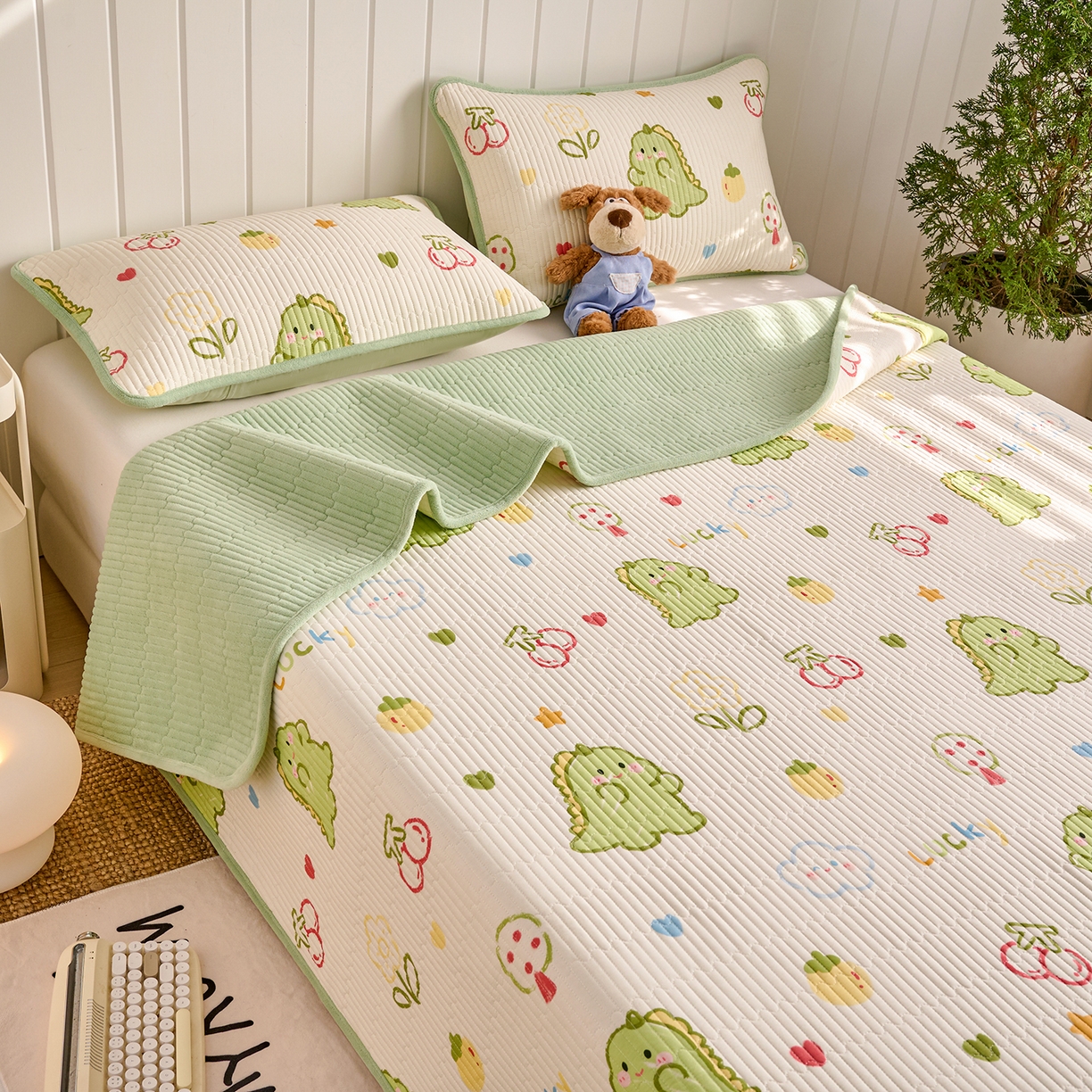 91家纺网 家纺一手货源 找家纺 X猫先生 2026新品A全棉B牛奶绒床盖一面全棉一面牛奶绒床盖炕盖加厚床单床垫四季款系列三 幸运独角龙（A棉B绒）