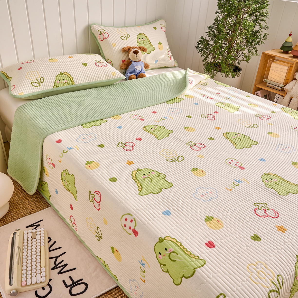 91家纺网 家纺一手货源 找家纺 X猫先生 2026新品A全棉B牛奶绒床盖一面全棉一面牛奶绒床盖炕盖加厚床单床垫四季款系列三 幸运独角龙（A棉B绒）