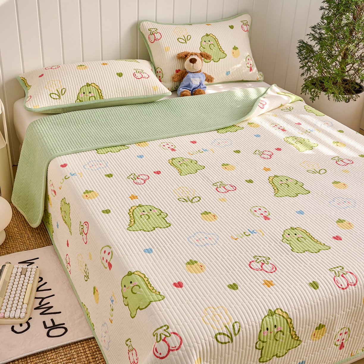 91家纺网 家纺一手货源 找家纺 X猫先生 2026新品A全棉B牛奶绒床盖一面全棉一面牛奶绒床盖炕盖加厚床单床垫四季款系列三 幸运独角龙（A棉B绒）