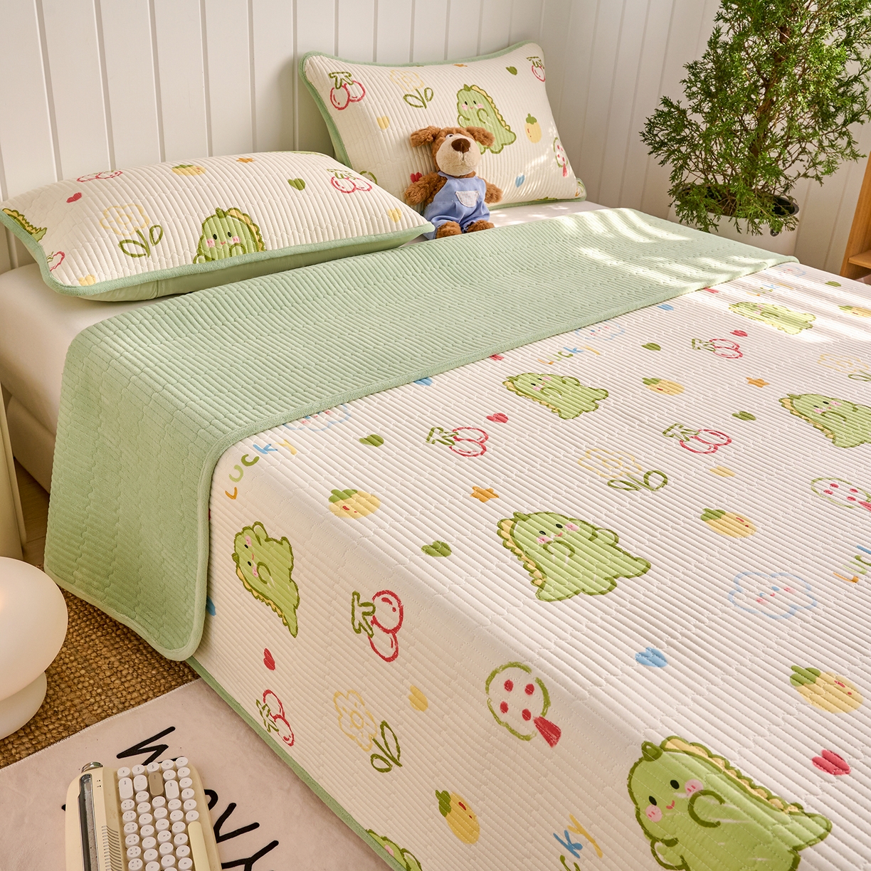 91家纺网 家纺一手货源 找家纺 X猫先生 2026新品A全棉B牛奶绒床盖一面全棉一面牛奶绒床盖炕盖加厚床单床垫四季款系列三 幸运独角龙（A棉B绒）