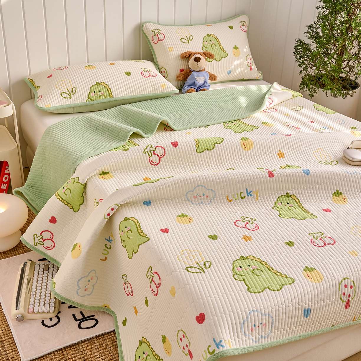 91家纺网 家纺一手货源 找家纺 X猫先生 2026新品A全棉B牛奶绒床盖一面全棉一面牛奶绒床盖炕盖加厚床单床垫四季款系列三 幸运独角龙（A棉B绒）