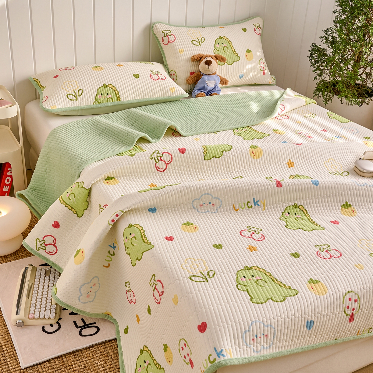 91家纺网 家纺一手货源 找家纺 X猫先生 2026新品A全棉B牛奶绒床盖一面全棉一面牛奶绒床盖炕盖加厚床单床垫四季款系列三 幸运独角龙（A棉B绒）