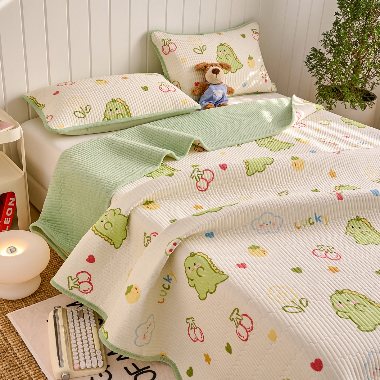 91家纺网 家纺一手货源 找家纺 X猫先生 2026新品A全棉B牛奶绒床盖一面全棉一面牛奶绒床盖炕盖加厚床单床垫四季款系列三 幸运独角龙（A棉B绒）