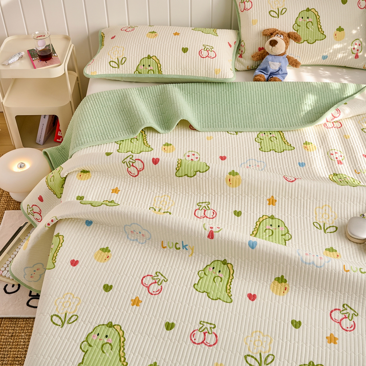 91家纺网 家纺一手货源 找家纺 X猫先生 2026新品A全棉B牛奶绒床盖一面全棉一面牛奶绒床盖炕盖加厚床单床垫四季款系列三 幸运独角龙（A棉B绒）