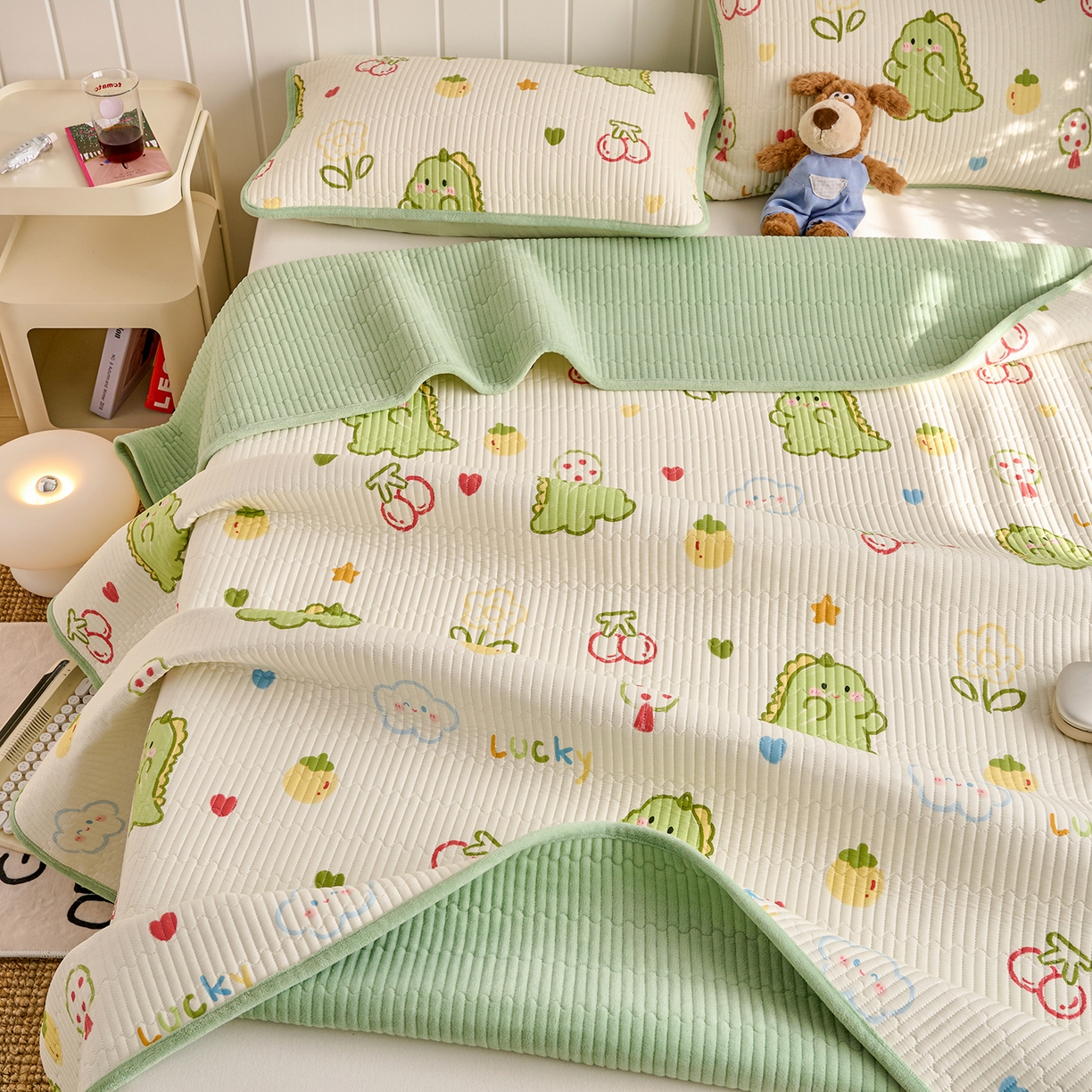 91家纺网 家纺一手货源 找家纺 X猫先生 2026新品A全棉B牛奶绒床盖一面全棉一面牛奶绒床盖炕盖加厚床单床垫四季款系列三 幸运独角龙（A棉B绒）