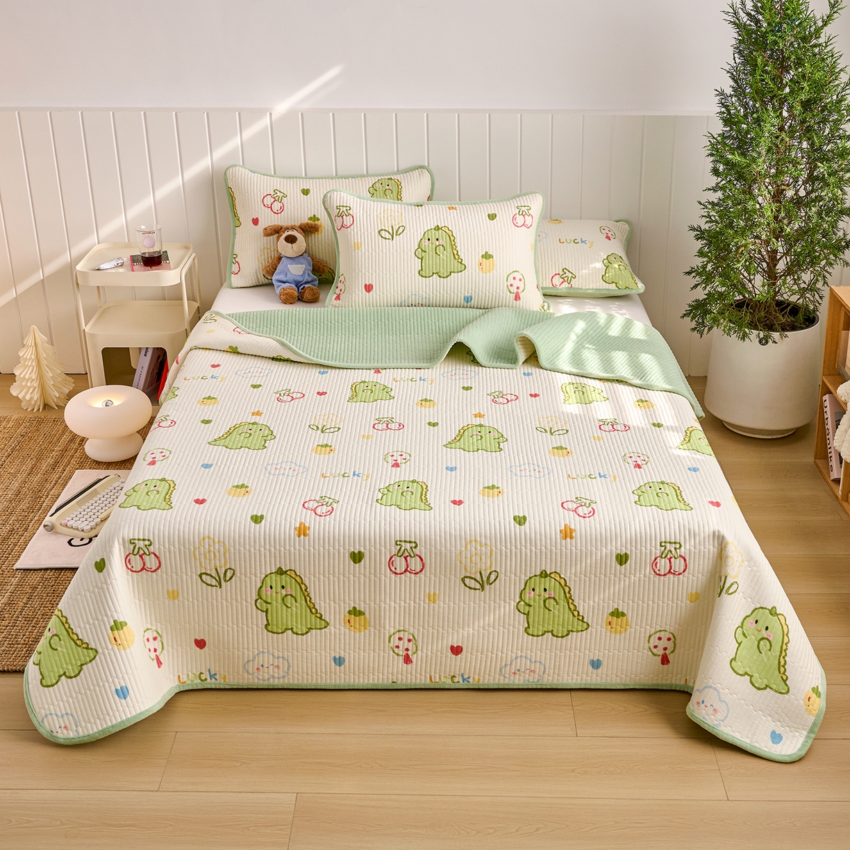 91家纺网 家纺一手货源 找家纺 X猫先生 2026新品A全棉B牛奶绒床盖一面全棉一面牛奶绒床盖炕盖加厚床单床垫四季款系列三 幸运独角龙（A棉B绒）