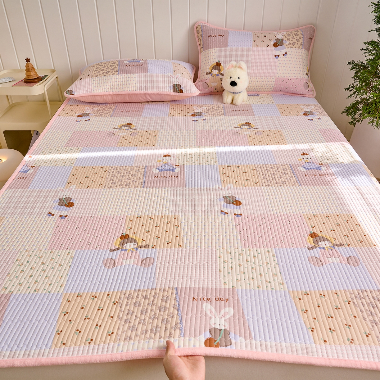 91家纺网 家纺一手货源 找家纺 X猫先生 2026新品A全棉B牛奶绒床盖一面全棉一面牛奶绒床盖炕盖加厚床单床垫四季款系列三 丹麦女孩（A棉B绒）